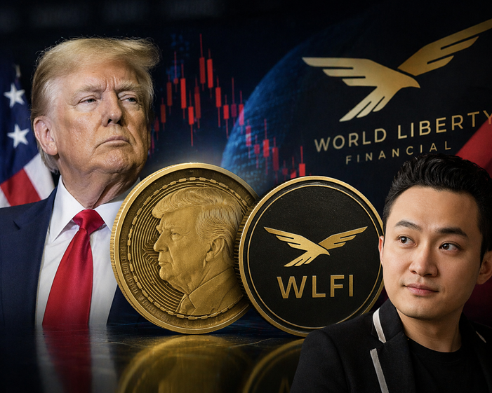 도널드 트럼프, 저스틴 선, 트럼프 코인(TRUMP), WLFI/AI 생성 이미지