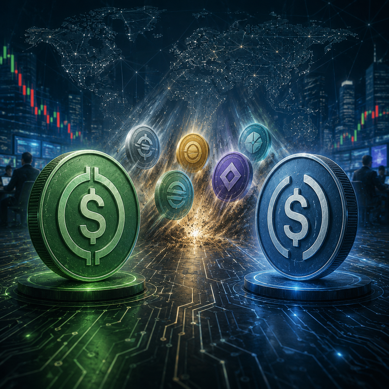 스테이블코인, 테더(Tether, USDT), 서클(Circle, USDC)/AI 생성 이미지