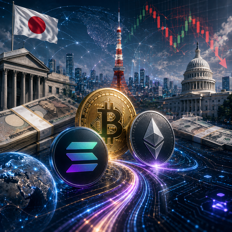 비트코인(BTC), 이더리움(ETH), 솔라나(SOL), 일본, 엔화(JPY)/AI 생성 이미지