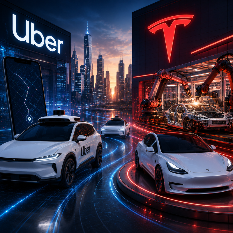 우버(UBER), 테슬라(TSLA), 자율주행차량, 로보택시/AI 생성 이미지