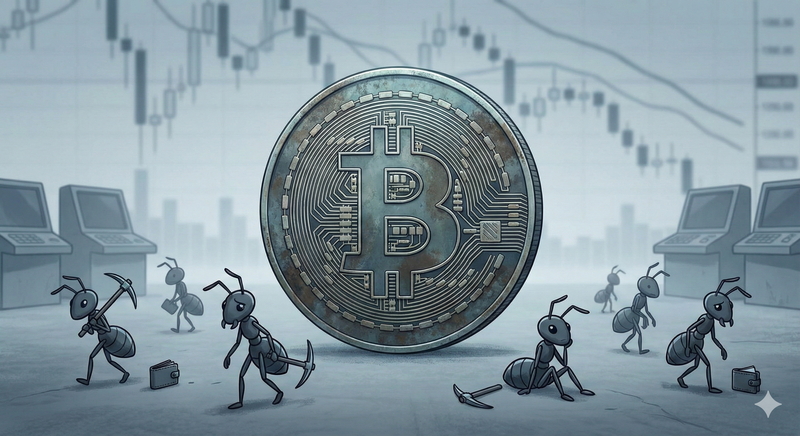 개미 투자자, 비트코인(BTC)/제미나이 생성 이미지