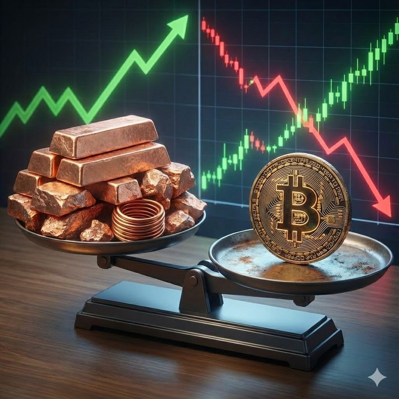 금, 구리, 비트코인(BTC)/AI 생성 이미지