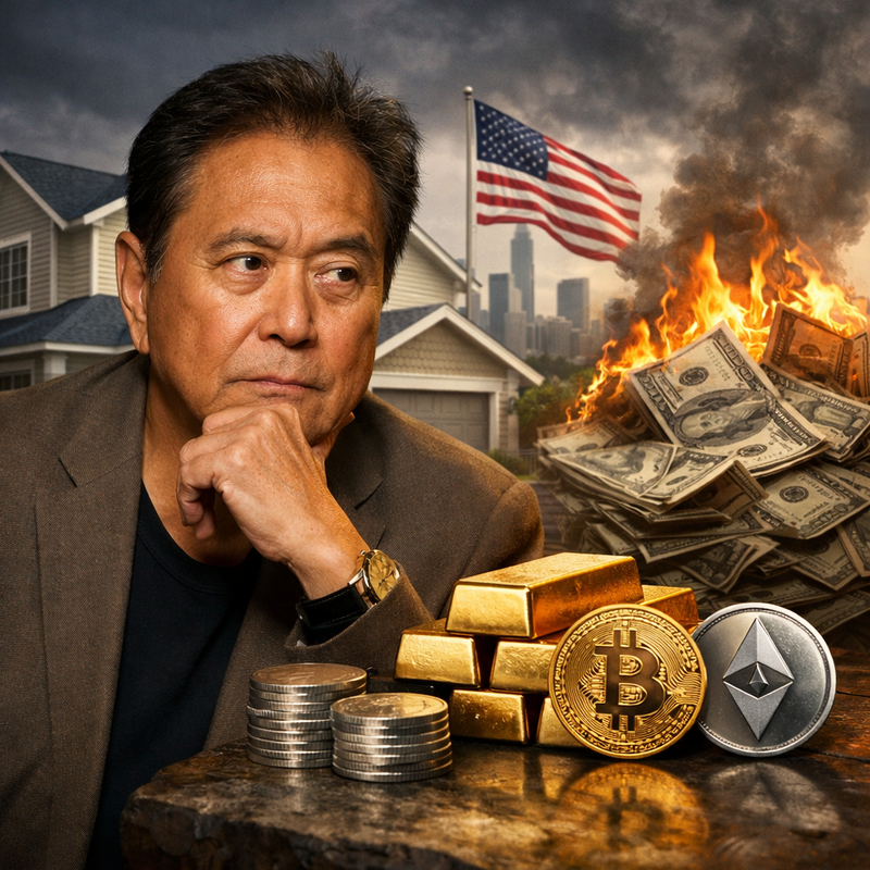 로버트 기요사키(Robert Kiyosaki), 달러(USD), 비트코인(BTC), 이더리움(ETH), 금/챗GPT 생성 이미지