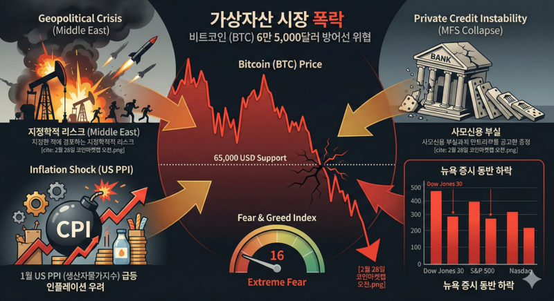 중동 전운·PPI 쇼크에 무너진 투심, 비트코인 추가 폭락 가능성 열렸다/제미나이 생성 이미지
