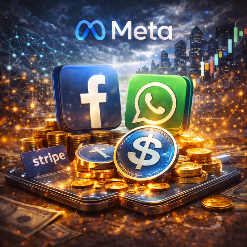 메타(Meta), 페이스북(Facebook), 왓츠앱(Whatsapp), 스트라이프(Stripe), 스테이블코인/챗GPT 생성 이미지