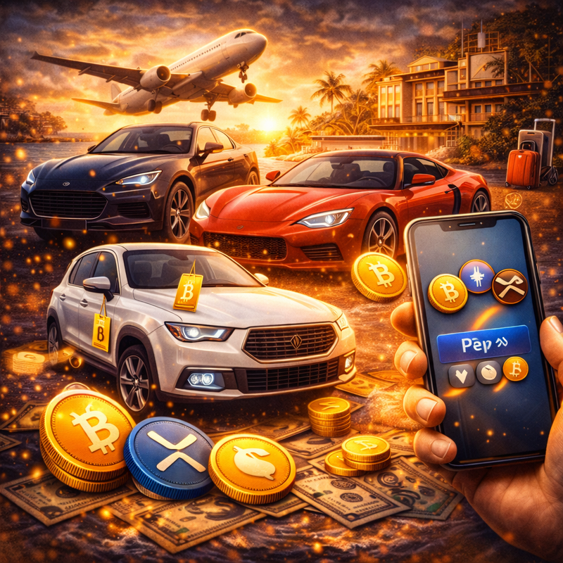 비트코인(BTC), 암호화폐 결제, 렌터카, 여행/챗GPT 생성 이미지