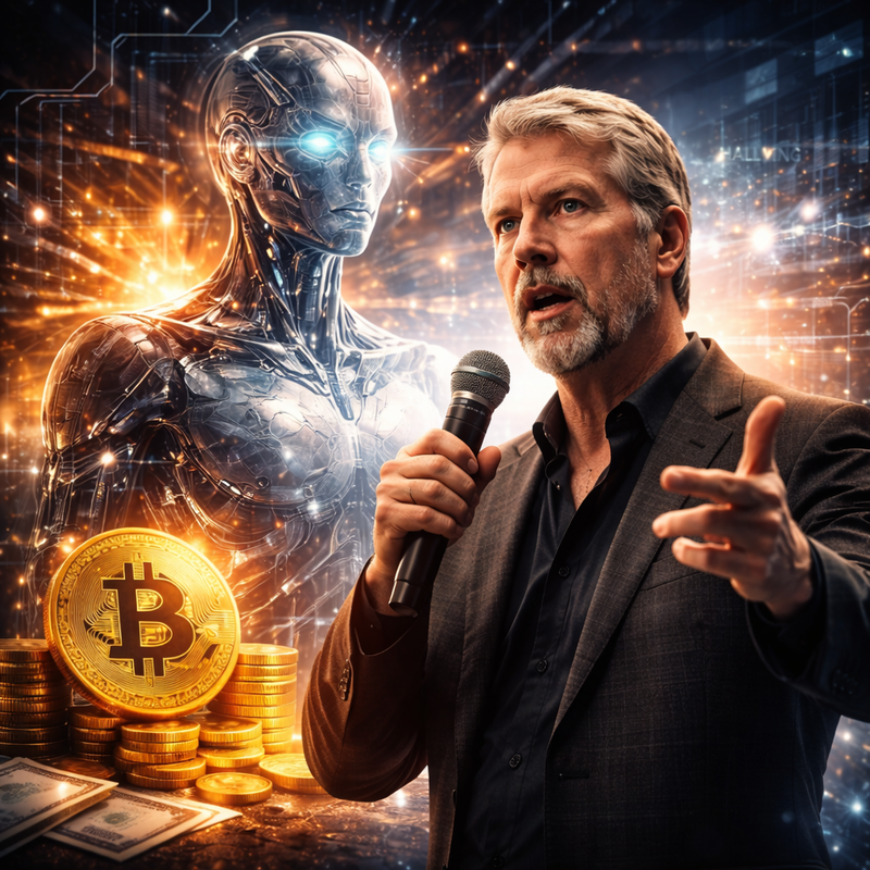 마이클 세일러(Michael Saylor), 인공지능(AI), 비트코인(BTC)/챗GPT 생성 이미지
