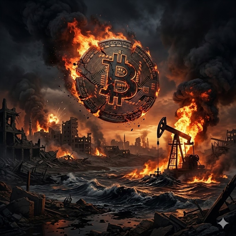 비트코인(BTC), 이란 전쟁, 원유/AI 생성 이미지