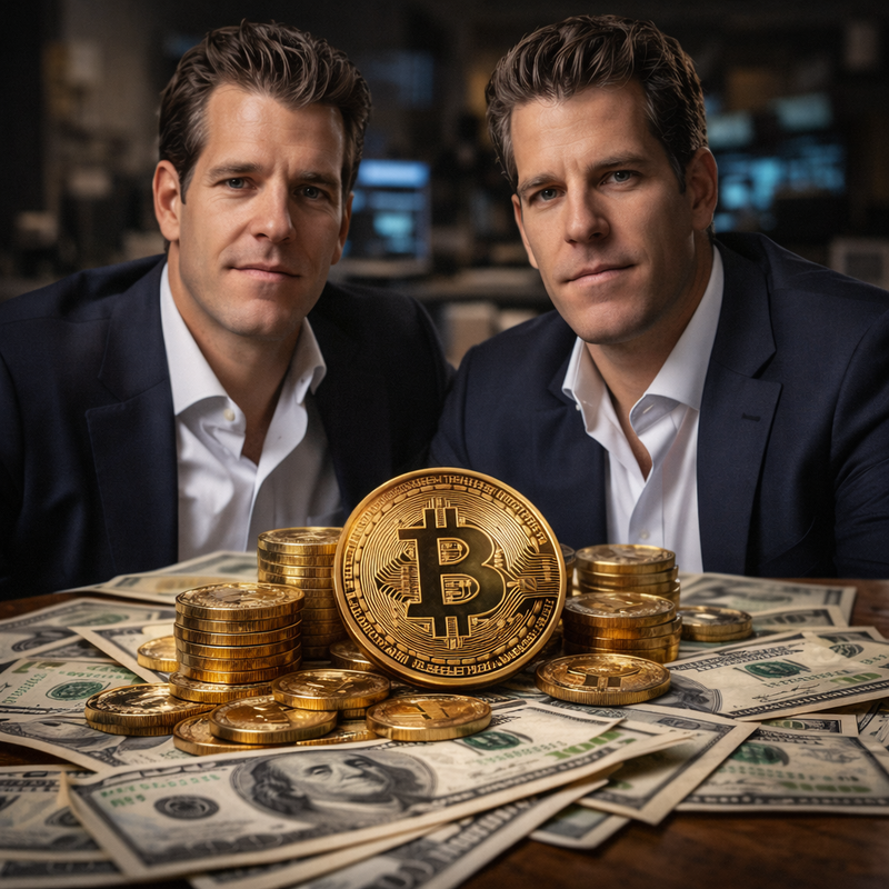 카메론 윙클보스(Cameron Winklevoss), 타일러 윙클보스(Tyler Winklevoss), 비트코인(BTC)/AI 생성 이미지