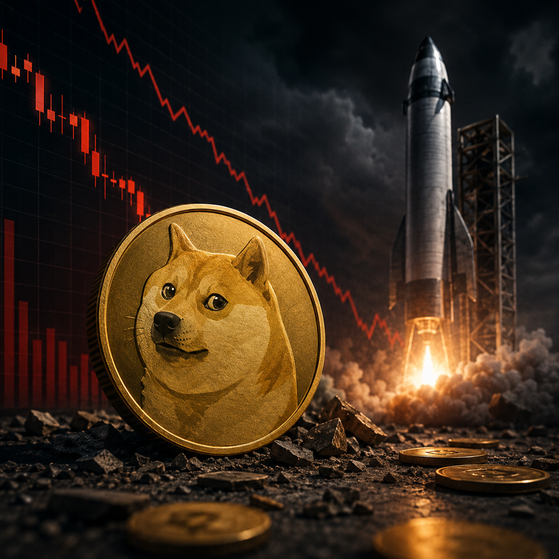 도지코인(DOGE), 암호화폐 하락, 스페이스X(Space X)/AI 생성 이미지