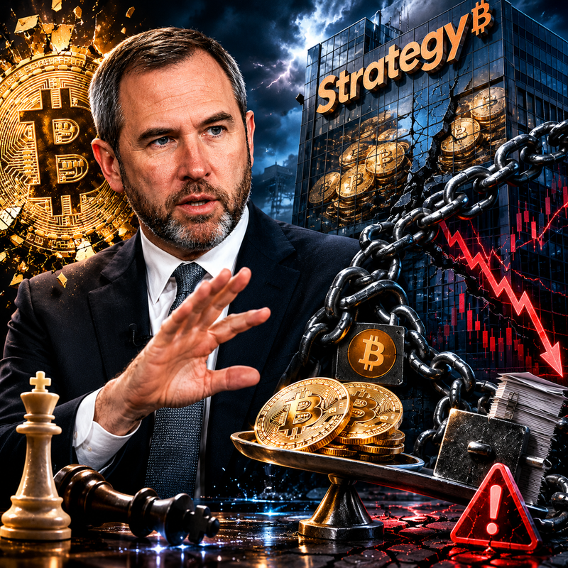 브래드 갈링하우스(Brad Garlinghouse), 비트코인(BTC), 스트래티지(MSTR), 마이클 세일러(Michael Saylor)/AI 생성 이미지