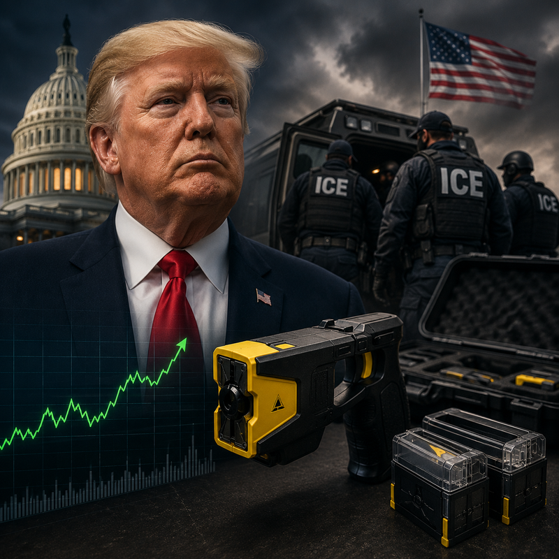 도널드 트럼프(Donald Trump), 액손(AXON), 미 이민세관단속국(ICE)/AI 생성 이미지