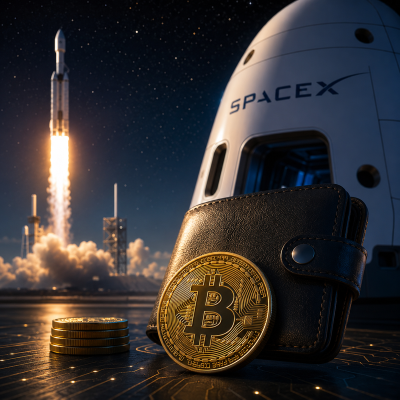 스페이스X(SPCX), 비트코인(BTC)/AI 생성 이미지